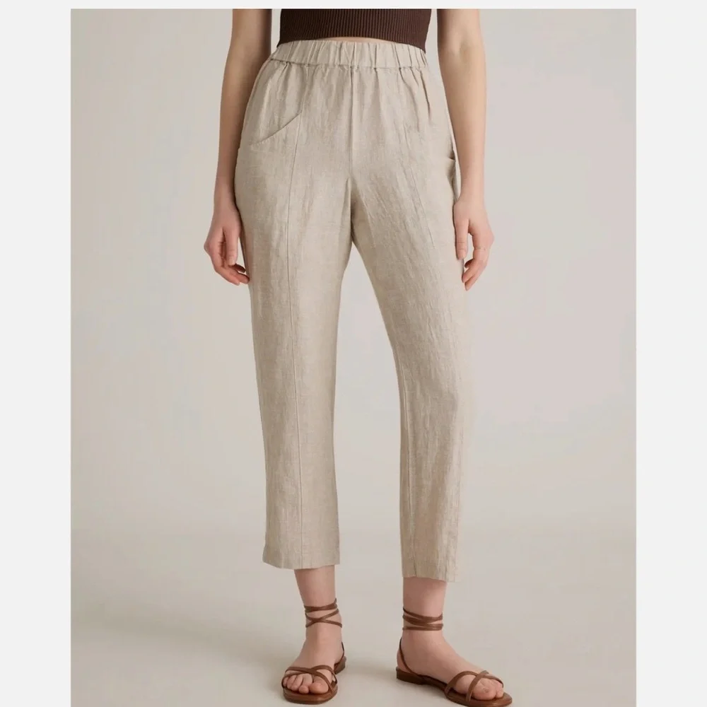 NWT Quince 100% European Linen Tapered Ankle Pants Flax Beach Vacation Resort XS